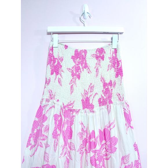 ABEL THE LABEL STRAPLESS MAXI DRESS IN WHTE & PINK - Picture 2 of 4